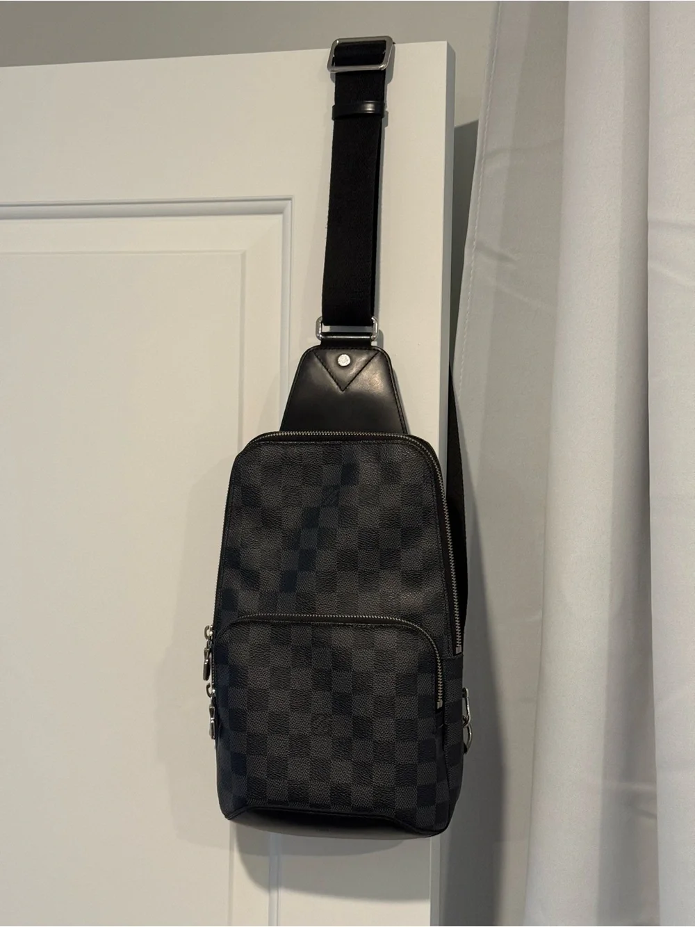 AUTHENTIC Louis Vuitton Black Damier Graphite Avenue Crossbody Sling Bag